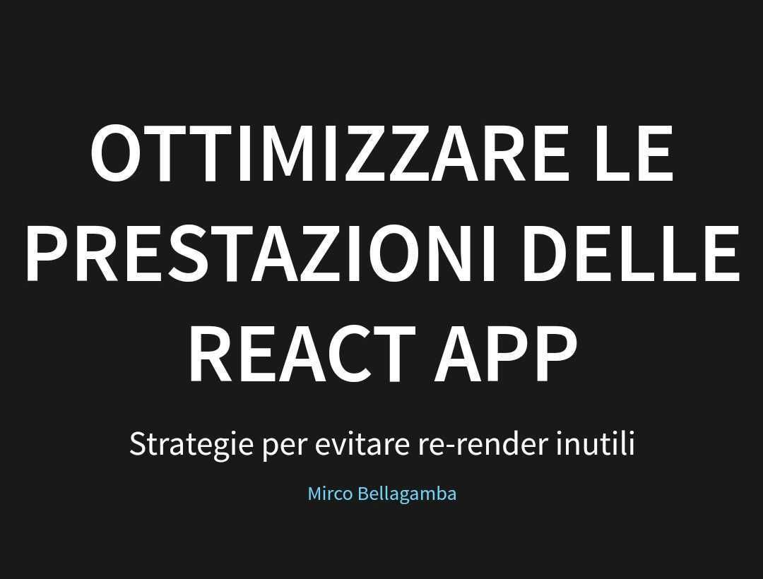 Ottimizzare le prestazioni delle react app